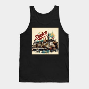 Retro Vintage Zurich Impressionism Painting Tank Top